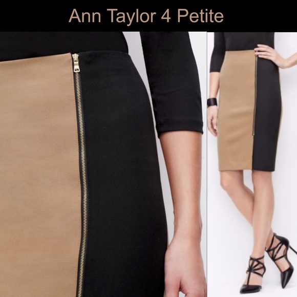 Ann Taylor Dresses & Skirts - Ann Taylor 4P Black & Camel Block Pencil Skirt EUC